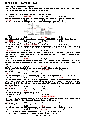 Đề thi học kỳ II môn Hóa học Lớp 11 (Kèm đáp án)